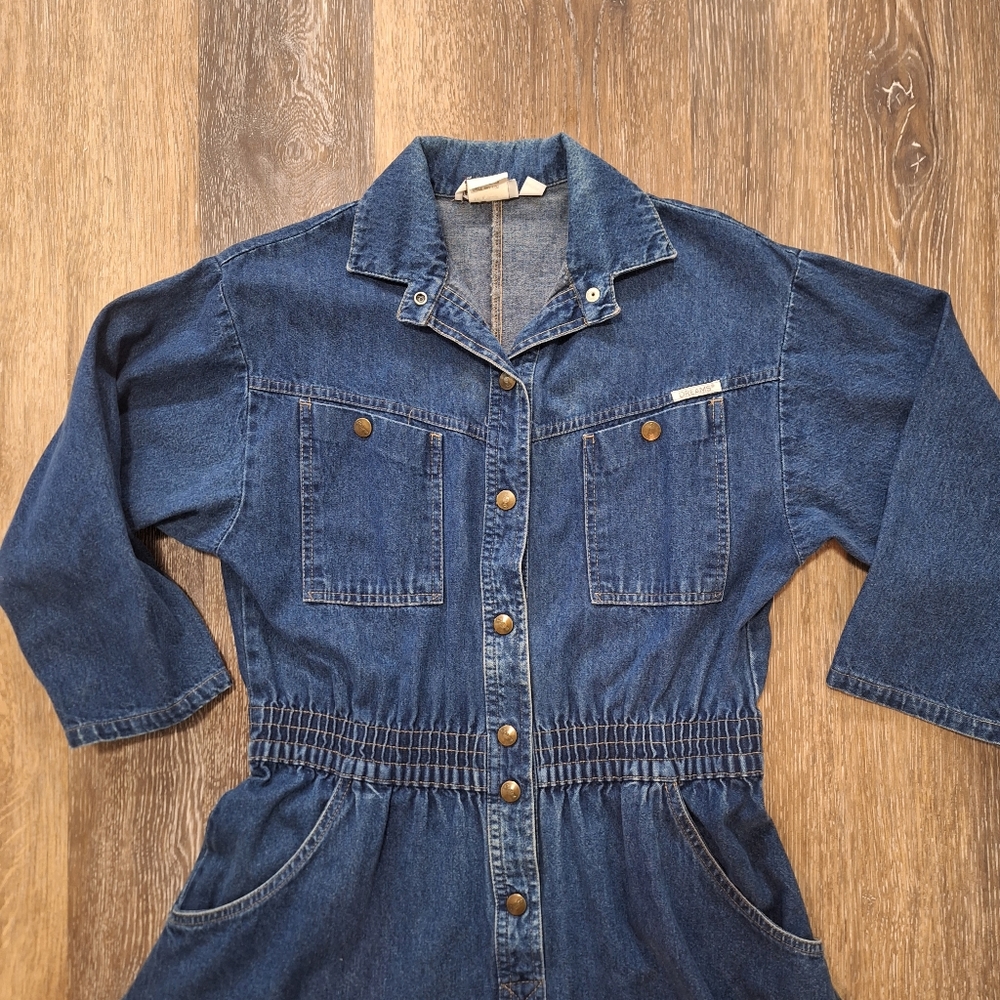Denim Midi Shirt Dress - Blue - Picture 3 of 7